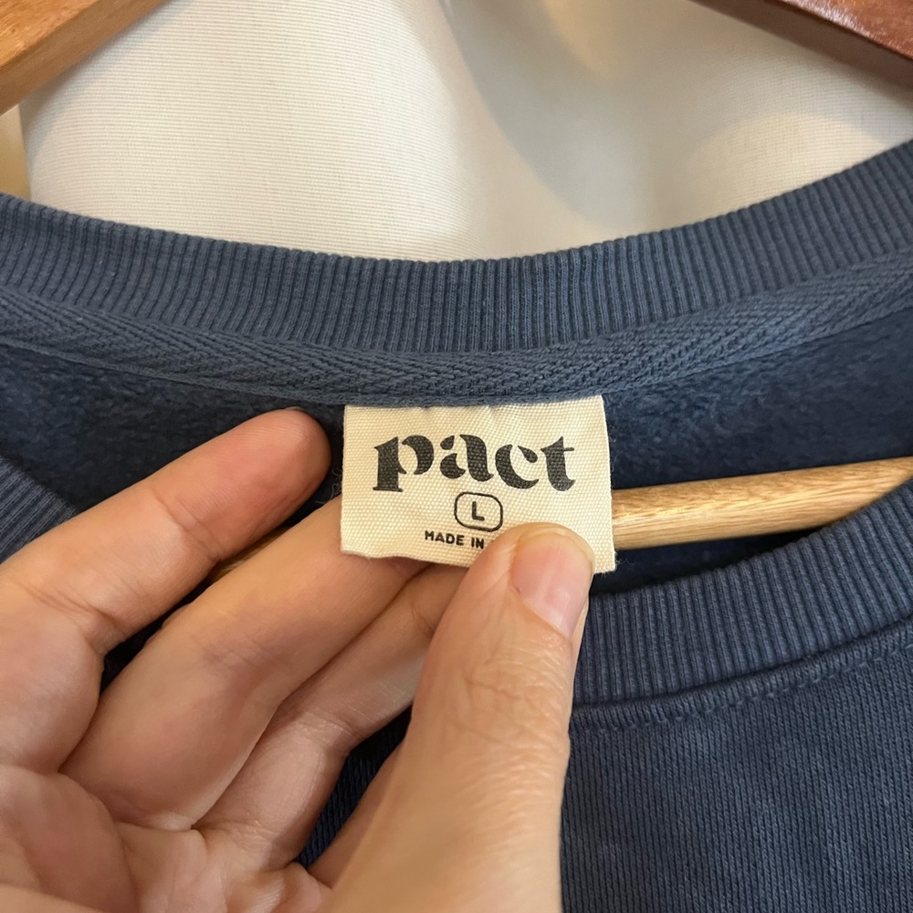 Pact Women's French Navy Crew Neck Sweater | L - Picture 2 of 5